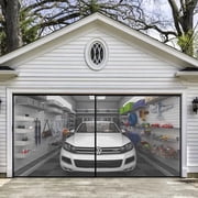Garage Door Screen for 1 Car 9x7FT, Magnetic Screen Garage with Retractable Fiberglass Mesh and Heavy Duty Weighted Bottom for Garage/Patio