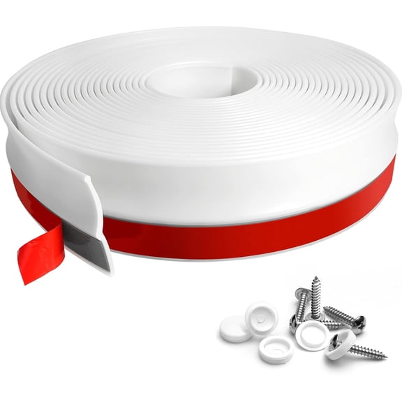 Garage Door Seal Top and Sides, 36Feet Universal White Garage Door Weather Stripping Replacement, Adhesive Backed Rubber Garage Door Trim Seal Strip