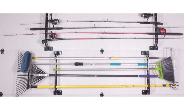 LDD HOME Garage Door Storage Rack 21" Black Plastic Fishing Rod Holder for Ultimate Garage Organization, Perfect for Fishing Gear, Saltwater Equipment, and Complete Garage Storage System