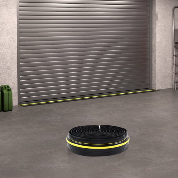 Garage Door Threshold Seal 20FT, 3" Wide Weather Stripping for Garage Door Bottom, Waterproof PVC Seal Strip with Yellow Warning Line, Flame Retardant V-2, Keeps Out Rain Dust Pests