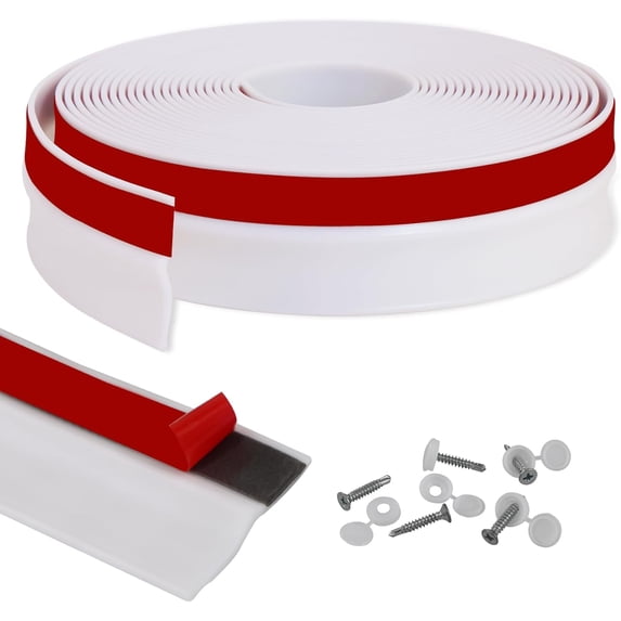 Garage Door Top and Sides Seal Strip, Universal Weather Stripping, Self-Adhve Weatherproofing Molding Trim with 40 Sets of Screws (White, 32.8 FT)