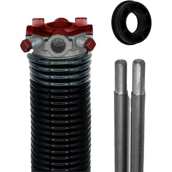Garage Door Torsion Spring (0.218" Wire x 2" D x 24" L) with 1" Nylon Bushing + Winding Bars | Right Hand Wound Replacement (Left Side)