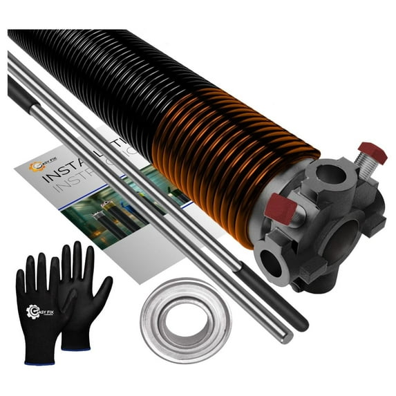 Garage Door Torsion Spring 192x2x24 Replacement for Right Side of Garage Door - 1" Steel Bearing, Winding Bars, and Gloves Precision E-Coating 5-Year Warranty Min. 30,000 Cycles (Black Cone)