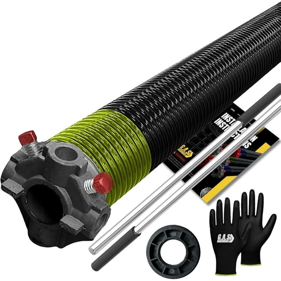 Garage Door Torsion Spring 207x1.75x23 Black Cone for RIGHT SIDE of Garage Door with 1" Nylon Bushing , Gloves, and Winding Bars | Precision E-Coating 5-Year Warranty Min. 30,000 Cycles
