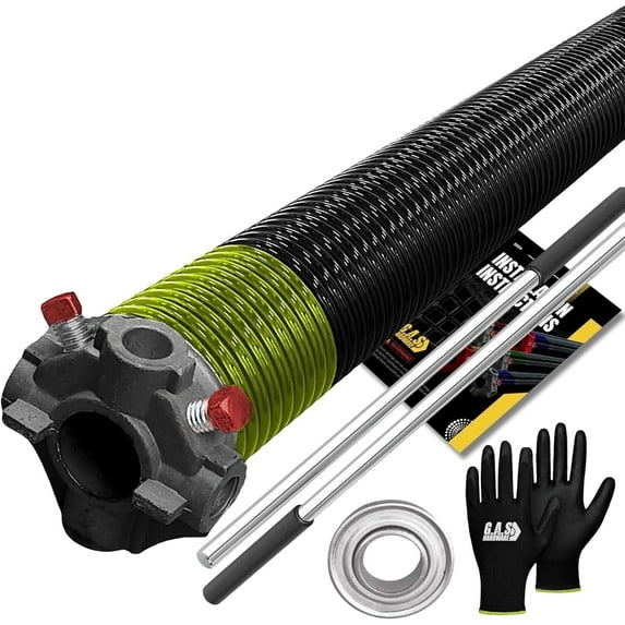 Garage Door Torsion Spring 207x1.75x25 Black Cone for RIGHT SIDE of Garage Door with 1" Steel Bearing, Gloves, and Winding Bars | Precision E-Coating 5-Year Warranty Min. 30,000 Cycles