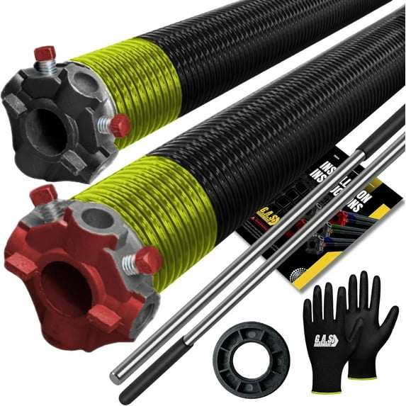 Garage Door Torsion Spring 207x2x24 for Left and Right Side of Garage Door with 1" Nylon Bushing, Gloves, and Winding Bars | 5-Year Warranty Min. 30,000 Cycles