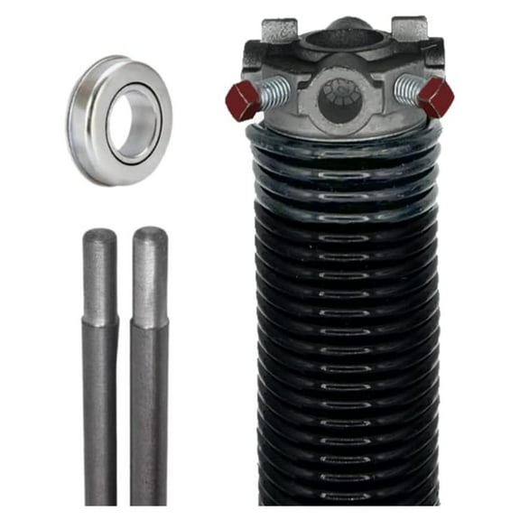 Garage Door Torsion Spring (218x2x24) - 1" Bearing & Winding Bars - Left Wound, Right Side Replacement - Black Cone
