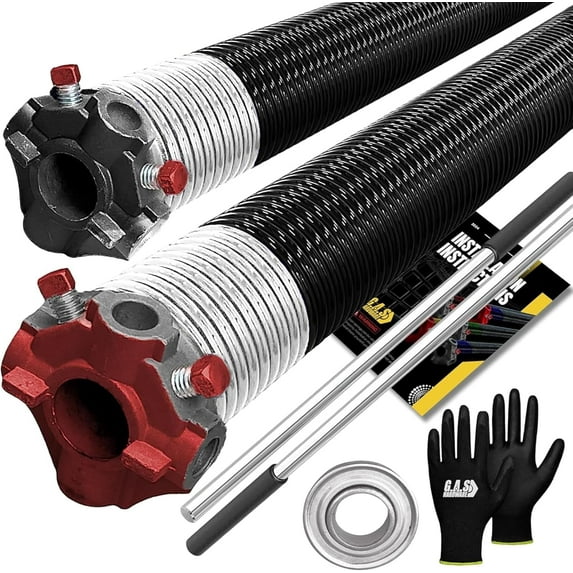 Garage Door Torsion Spring 218x2x24 for Left and Right Side of Garage Door with 1" Steel Bearing, Gloves, and Winding Bars | 5-Year Warranty Min. 30,000 Cycles