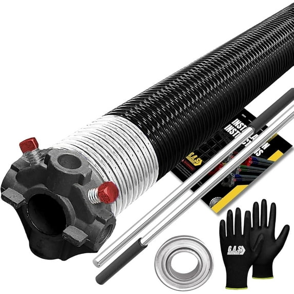 Garage Door Torsion Spring 218x2x28 Black Cone for RIGHT SIDE of Garage Door with 1" Steel Bearing, Gloves, and Winding Bars | 5-Year Warranty Min. 30,000 Cycles