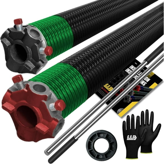 Garage Door Torsion Spring 243x1.75x31 for Left and Right Side of Garage Door with 1" Nylon Bushing, Gloves, and Winding Bars | 5-Year Warranty Min. 30,000 Cycles