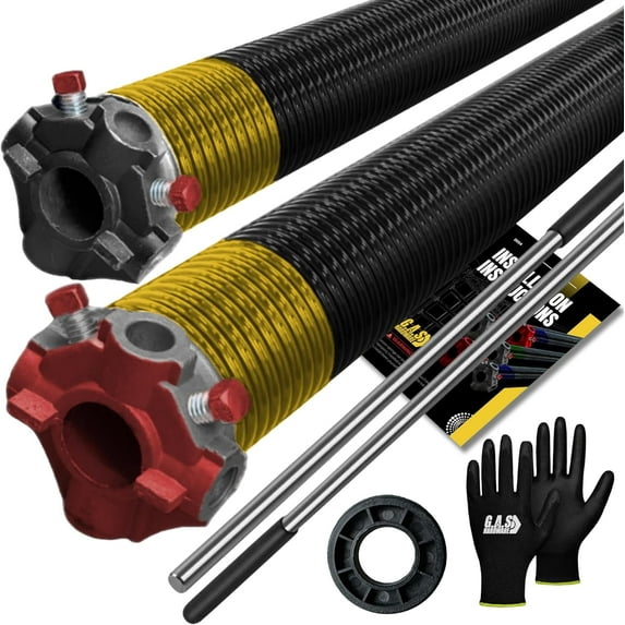 Garage Door Torsion Spring 250x1.75x33 for Left and Right Side of Garage Door with 1" Nylon Bushing, Gloves, and Winding Bars | 5-Year Warranty Min. 30,000 Cycles