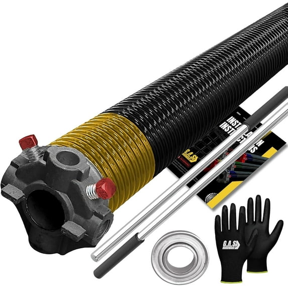Garage Door Torsion Spring 250x1.75x38 Black Cone for Right Side of Garage Door with 1" Steel Bearing, Gloves, and Winding Bars | 5-Year Warranty Min. 30,000 Cycles