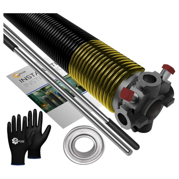Garage Door Torsion Spring 250x2x30 Replacement for Right Side of Garage Door - 1" Steel Bearing, Winding Bars, and Gloves Precision E-Coating 5-Year Warranty Min. 30,000 Cycles (Black Cone)