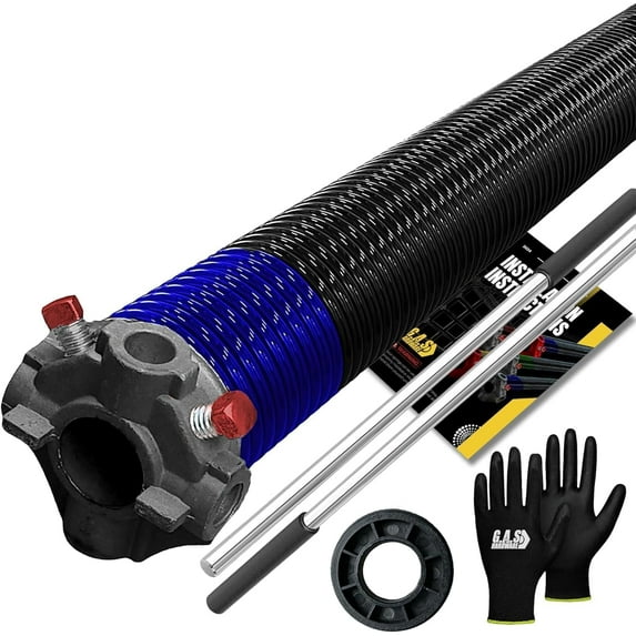 Garage Door Torsion Spring 262x2x38 Black Cone for RIGHT SIDE of Garage Door with 1" Nylon Bushing. Gloves, and Winding Bars | 5-Year Warranty Min. 30,000 Cycles