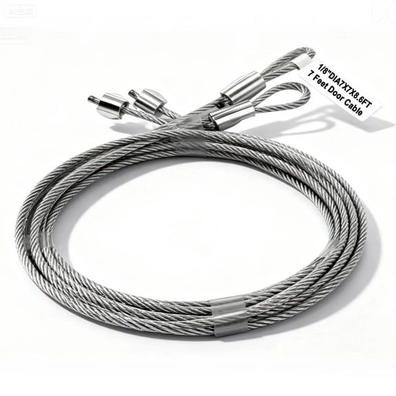 Garage Door Torsion Spring Cables (2 Pack) - 8.6 ft x 1/8" Galvanized Steel Wire Rope - 7x7 Strand Construction for 7ft High Doors, Rust Resistant Replacement Hardware