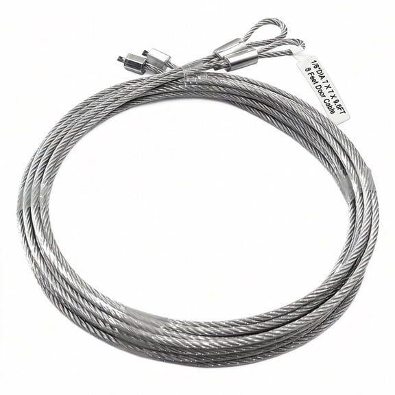 Garage Door Torsion Spring Cables (2 Pack) - 9.6 ft x 1/8" Galvanized Steel Wire Rope - 7x7 Strand Construction for 8ft High Doors, Rust Resistant Replacement Hardware