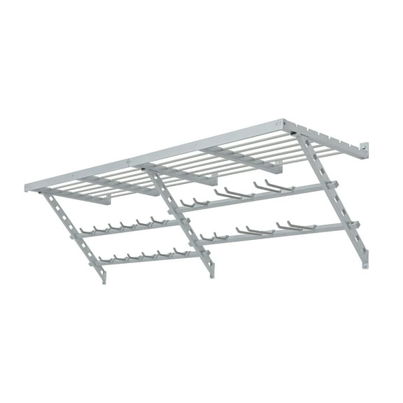 Garage Essentials Utility Storage Rack Wall Mount with Hooks - 64 Inch, White