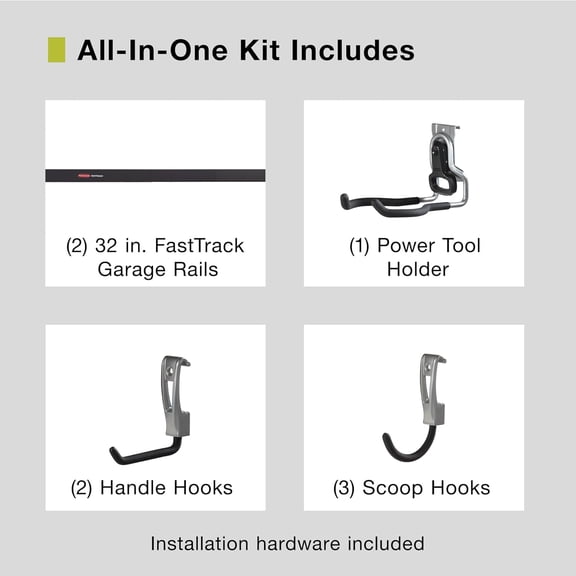 Garage FastTrack 8-Piece Small Kit Black/Grey Wall Hanging Storage Solution