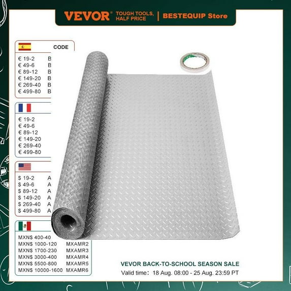 Garage Floor Mat 1.66 mm thick Anti-Slip silver garage mat PVC Vinyl garage floor mat is suitable for underneath the car