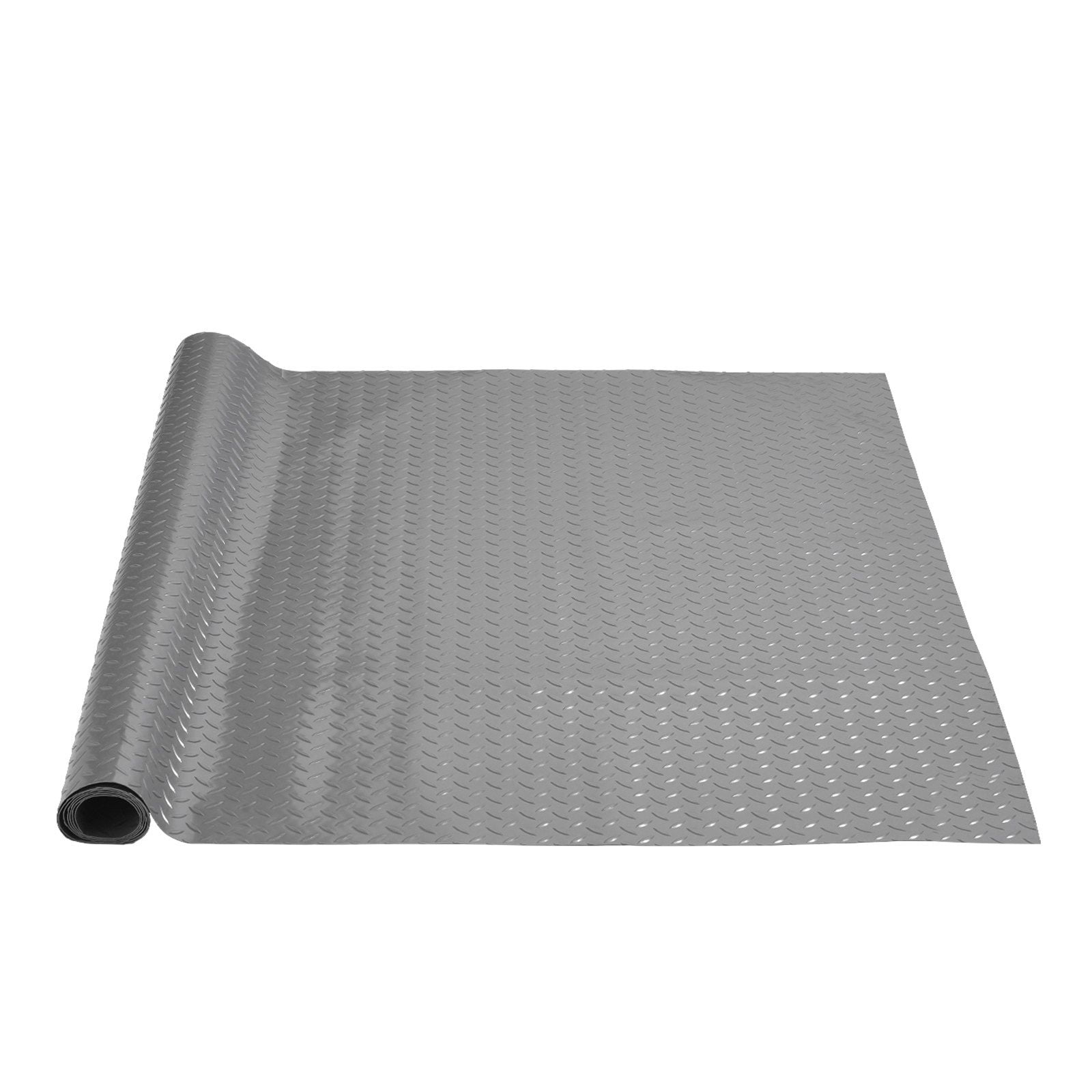 Silver Textured Vinyl Garage Floor Mat with Anti-Slip Surface