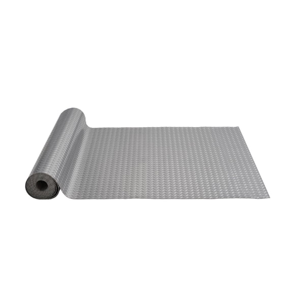 Garage Floor Mat 4.9x19ft Vinyl Flooring Roll - Anti-Slide Diamond Texture Gray - 93 sq ft for Cars, Gyms, Boats & Trailers