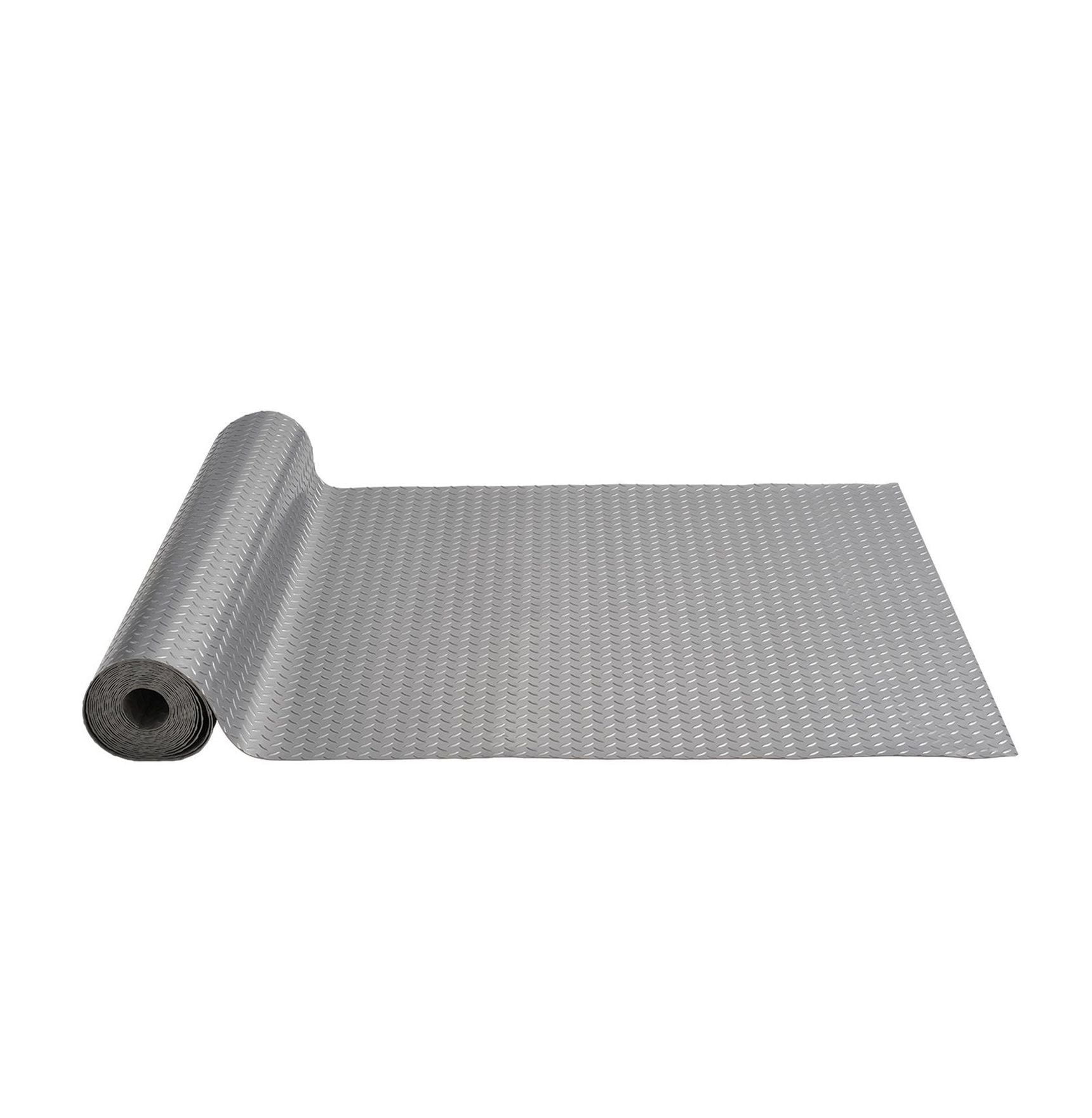 Garage Floor Mat 4.9x19ft, Vinyl Garage Flooring Roll, Anti-Slide Diamond Texture Gray