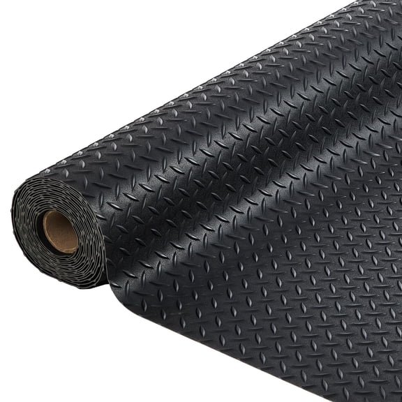 Garage Floor Mat, Cuttable Garage Floor Roll with Diamond Plate, PVC Rubber Garage Trailer Mat, Non-Slip Floor Protector Mat, 2.8 mm Thickened