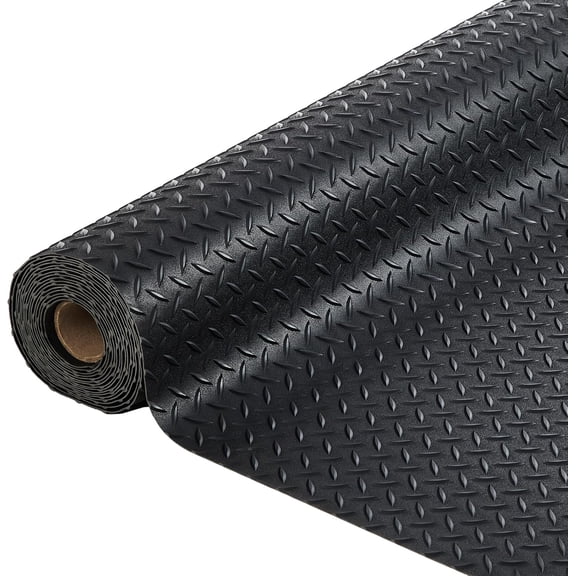Garage Floor Mat, Cuttable Garage Floor Roll with Diamond Plate, PVC Rubber Garage Trailer Mat, Non-Slip Floor Protector Mat, 2.8 mm Thickened