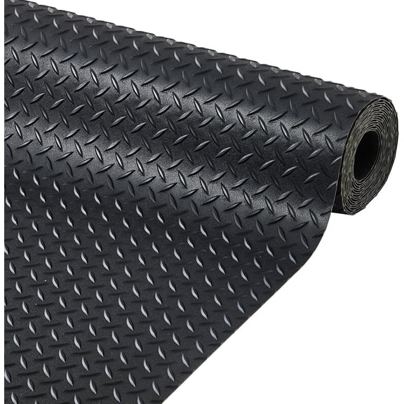 Garage Floor Mat, Cuttable Garage Floor Roll with Diamond Plate, PVC Rubber Garage Trailer Mat, Non-Slip Floor Protector Mat, 2.8 mm Thickened