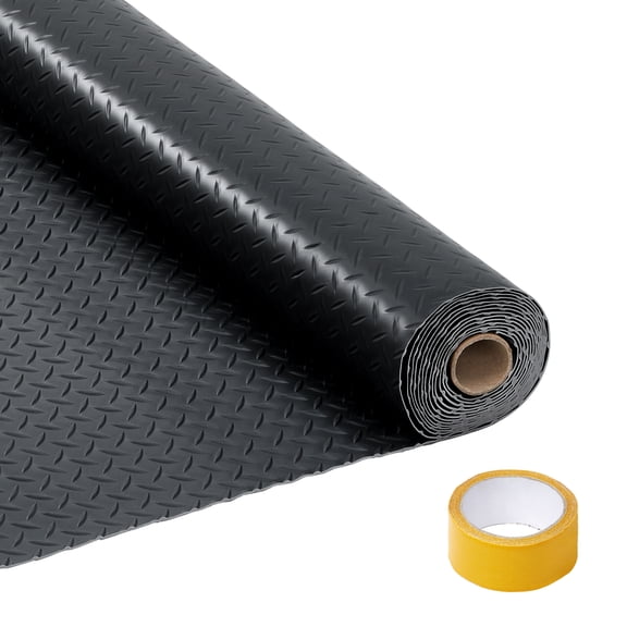 Garage Floor Mat, Non-Slip PVC Garage Mat Roll with Diamond Plate Texture, Heavy-Duty Floor Protector for Leaks & Stains, Includes Installation Tapes, Multiple Sizes (7.5×17/7.5×20/7.5×25/8×20 ft)