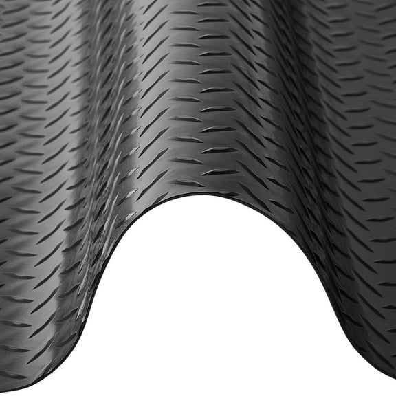 Garage Floor Roll, 7.5 x 20 ft Garage Flooring Mat, 2.2 mm Thickened PVC Diamond Plate Floor Protector Mat with Double-sided Tape, Non-Slip, Easy to Clean for Warehouse, Gyms, Trailer, Black