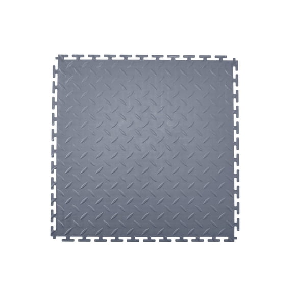 Garage Floor Tiles Interlocking 8-Pack, 20.2x20.2x0.2 Inch Diamond Plate PVC Mats, Graphite Gray for Workshop, Warehouse