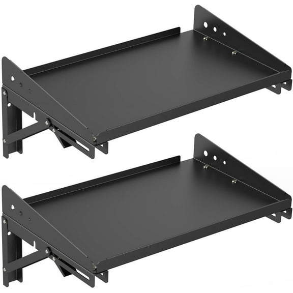 Garage Folding Storage Rack Shelves,200LB Metal Wall Mounted Adjustable Rail Shelf for Garage,Power Tools,Toolbox,Storage Shelves with Lip for Workshop Kitchen Office (2 Pack)