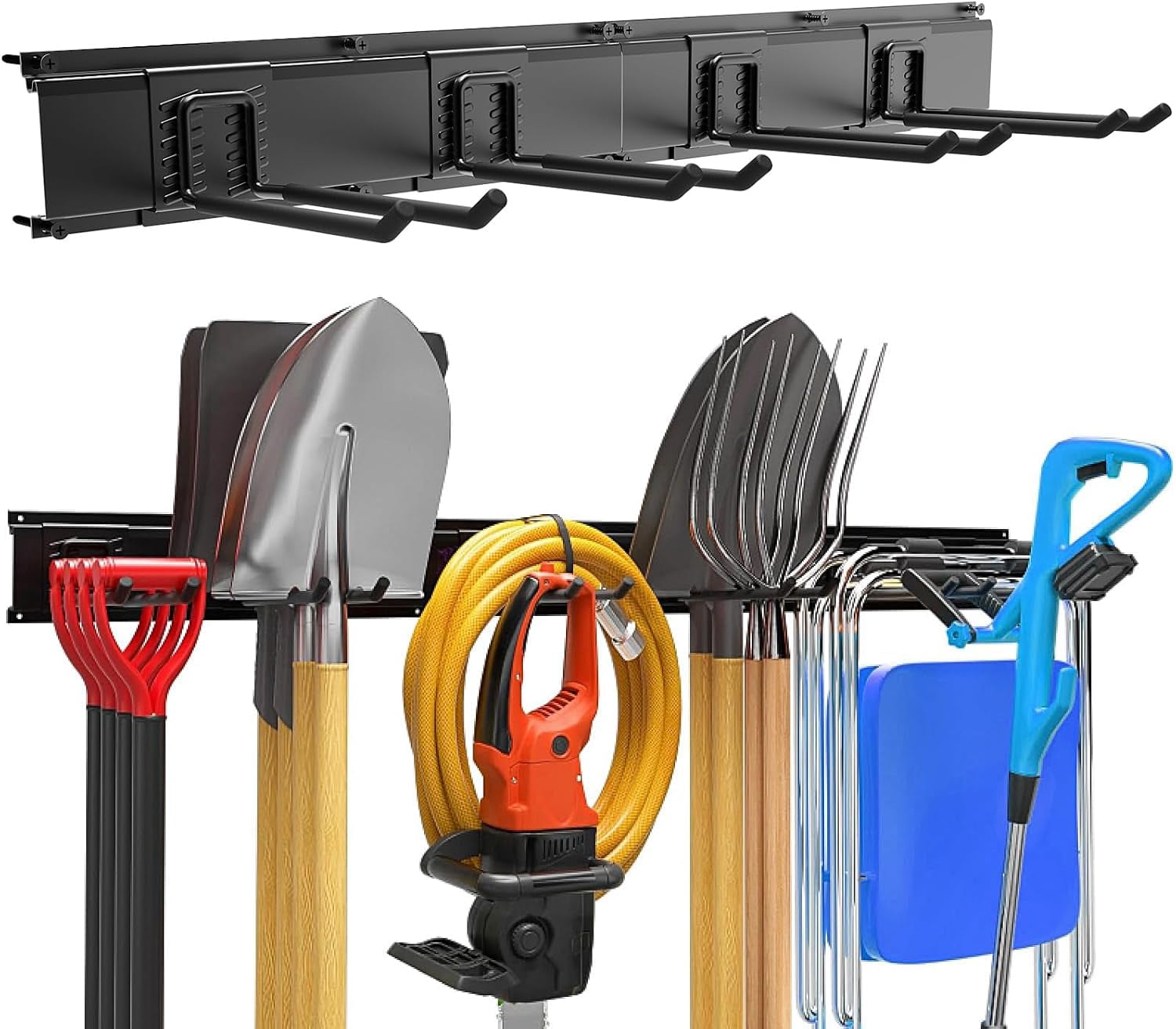 Two Car Rake Storage Garage Garden Tool Organizer Wall Mount, Heavy Duty Garage Tool Storage ...
