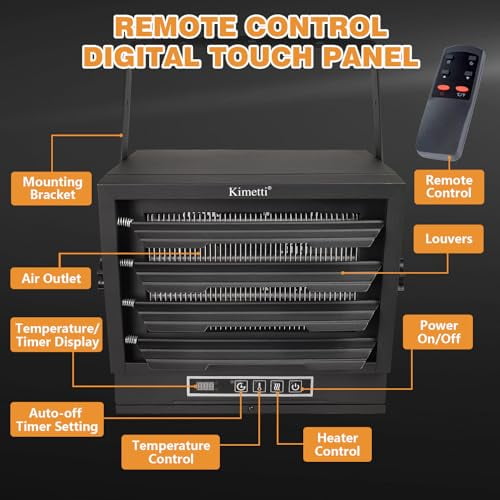 Garage Heater Electric 7500W, 240V Ceiling Mount Shop Heater with Full-Function Remote, Fan-Forced Garage Heaters for Indoor Use, Hardwired heater with 8-Hour Timer for garage, Wor