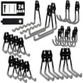 thumbnail image 1 of Garage Hooks,24Pack Heavy Duty Garage Hanger Organizer Anti-Slip Double Wall Garage Storage Hooks for Ladder, Power Tool,Bike,Ropes (23 Hooks & 1 hoder Strap)-Orange, 1 of 9