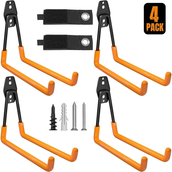 Garage Hooks Heavy Duty, 6 Pack Wall Mount Storage Hangers with Extension Cord Holder Organizer, for Power Tool, Garden Tool, Utility, Ladder, Hose and More