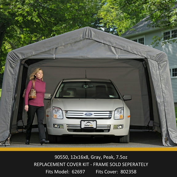 Garage-In-a-Box Replacement Cover Kit 12 x 16 x 8  7oz Gray  (Frame not included)