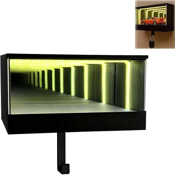 Garage Key Holders - Mini Garage Display for Car Collectors, Wall Mounted Organizer for Garage or Entryway with Infinity LED(1 Pcs)