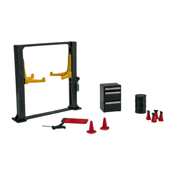 Garage Lift Stand Maintenance Tool Set Scale Car Lift Model PP Construction for Hobbyist Diorama Scenes