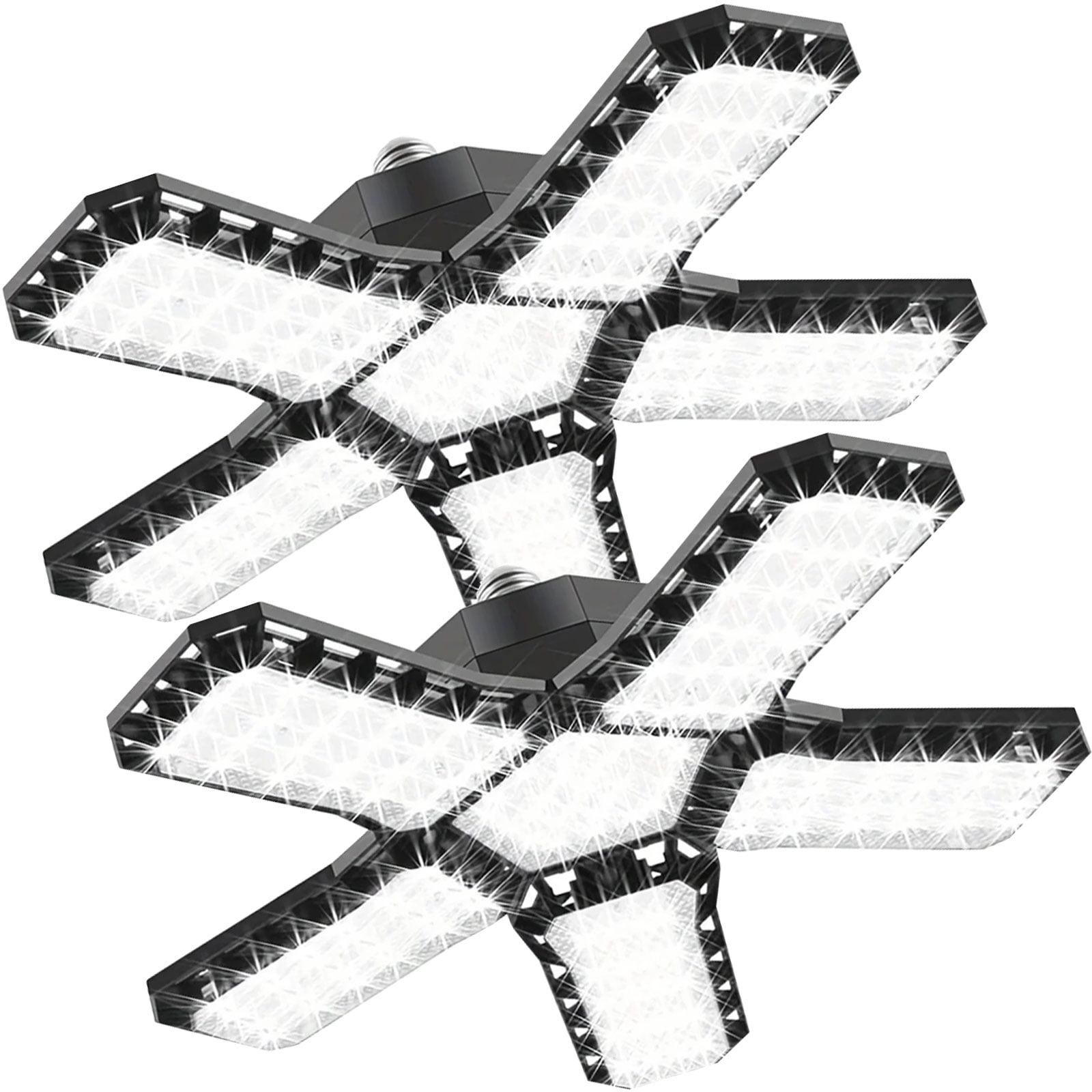 Garage Lights, 2 Pack Super Bright 32000LM LED Garage Ceiling Light, 280W LED Shop Lights with Deformable Panel, Basement Barn Ceiling Lights for E26/E27