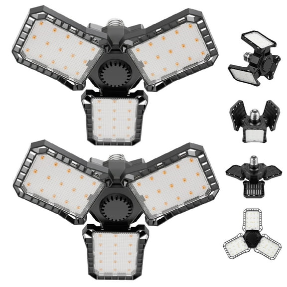 D.FAMILY 2-Pack 30W LED Garage Ceiling Lights with Wings, 3000LM Super Bright Bulbs 6500K
