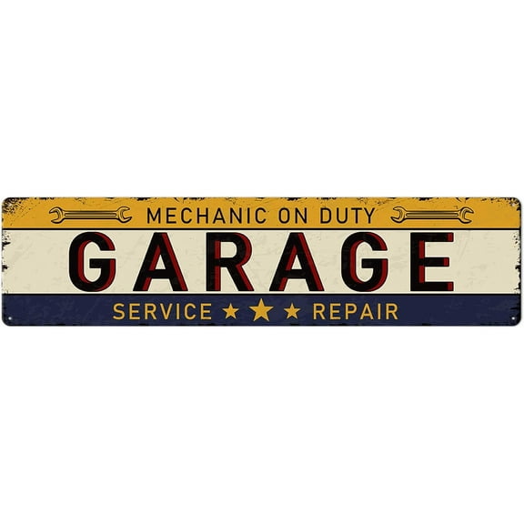 Garage Metal Sign Vintage Street Tin Sign Wall Decor Retro Room Accessories Home Decorations Bar Signs Garage Rules Indoor & Outdoor Decorative Plaque Funny Mechanic Gifts 4"x16"