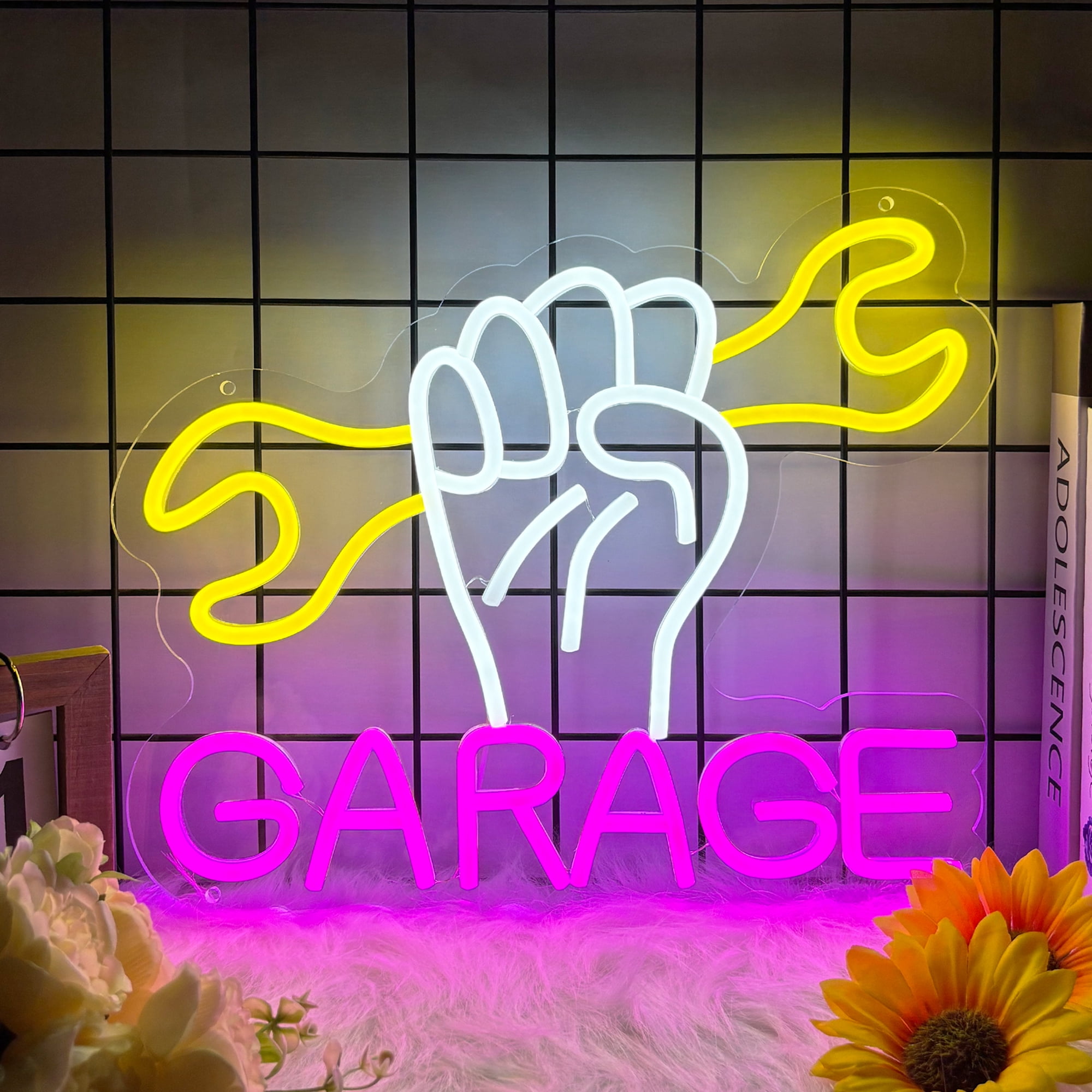 Pontiac Flex LED Neon Sign - Art Deco Garage Wall Lamp - Steel Case Bonneville