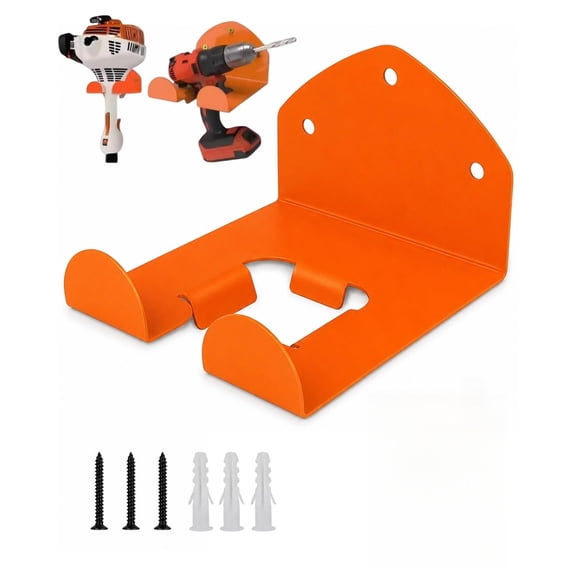 Garage Organizer Trimmer Rack, Wall Mounted Garden Power Tool Hanger for Grass Cutter, Hedge Tool, Weed Whacker, Lawn Equipment, Space Saving Metal Holder for Shed Workshop Utility Room