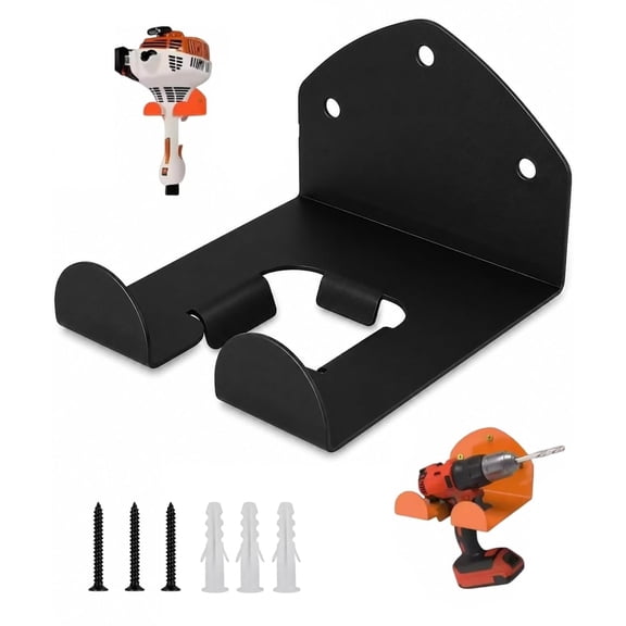 Garage Organizer Trimmer Rack, Wall Mounted Garden Power Tool Hanger for Grass Cutter, Hedge Tool, Weed Whacker, Lawn Equipment, Space Saving Metal Holder for Shed Workshop Utility Room