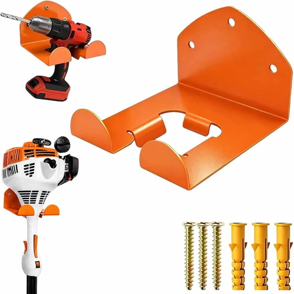 Garage Organizer Trimmer Rack, Weed Eater Hanger, Heavy Duty Wall Mounted Weed Wacker Hooks, Garden Power Tool Holder for Grass and Hedge Tools, Lawn Equipment Storage Organizer,Orange