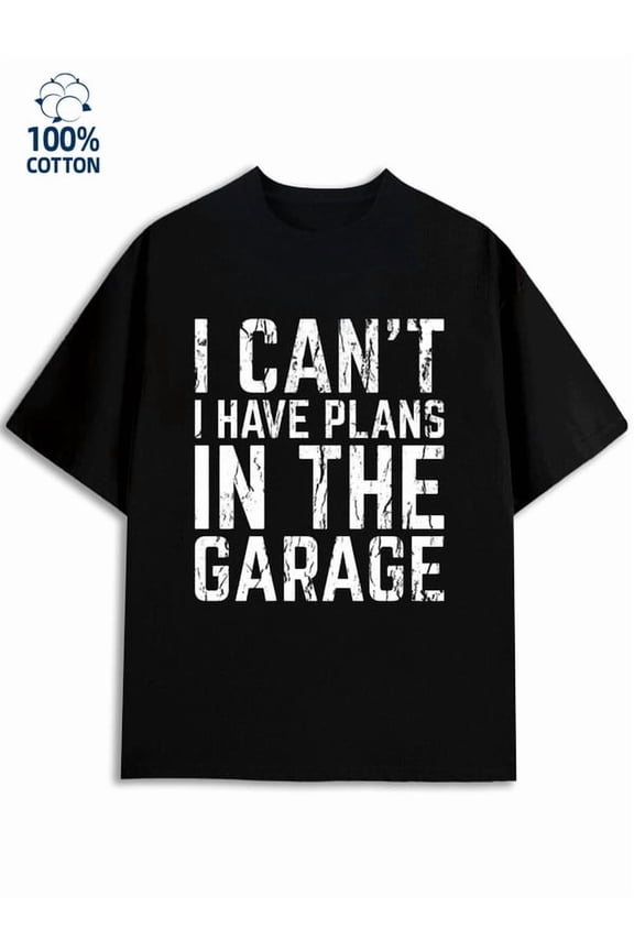 Garage Plans Tee men mechanical 180G 100% Cotton black futuristic tech Classic Unisex Shirt Cotton tshirts Trendy Unisex Shirt Crewneck tshirts Retro Unisex Shirt Printed tshirts
