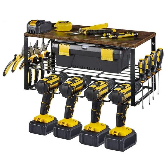 Garage Power Tool Storage and Organizer, Heavy Duty Wall Mount Drill Holder Rack