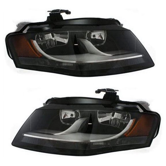 Garage-Pro Driver and Passenger Side Headlight for Audi A4 Quattro Avant Base 2009-2012 Also Fits A4 Halogen With bulb(s) Sedan & Wagon, For Models Without Projector, Black Housing